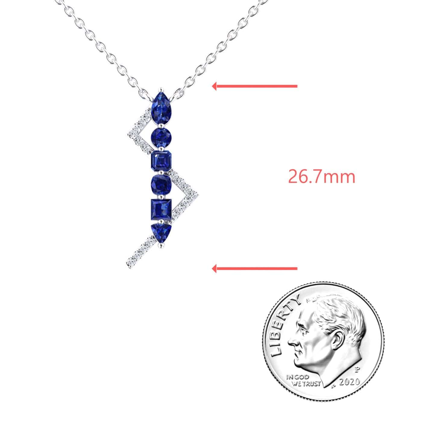 Blue Sapphire & Diamond Lightning Bolt Necklace - Tanya