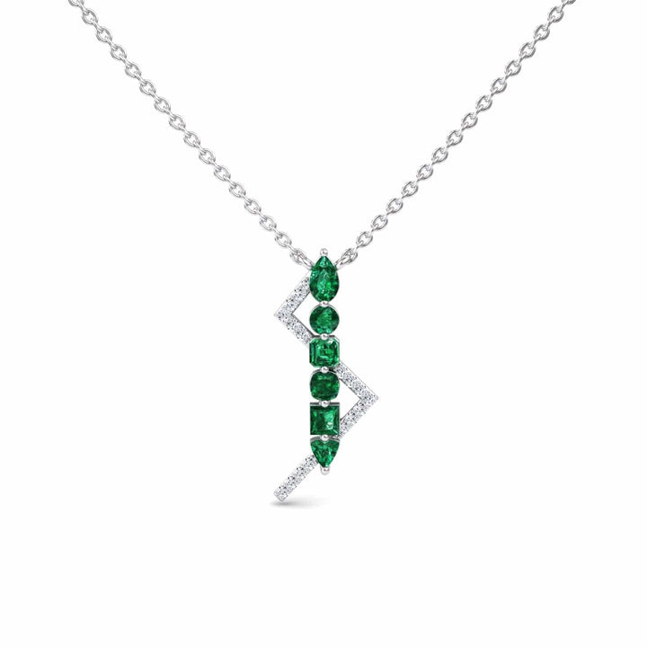 Emerald & Diamond Lightning Bolt Necklace - Tanya