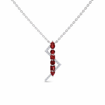 Ruby & Diamond Lightning Bolt Necklace - Tanya