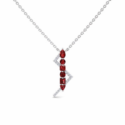 Ruby & Diamond Lightning Bolt Necklace