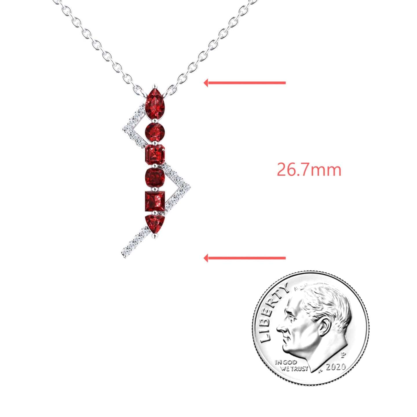 Ruby & Diamond Lightning Bolt Necklace - Tanya