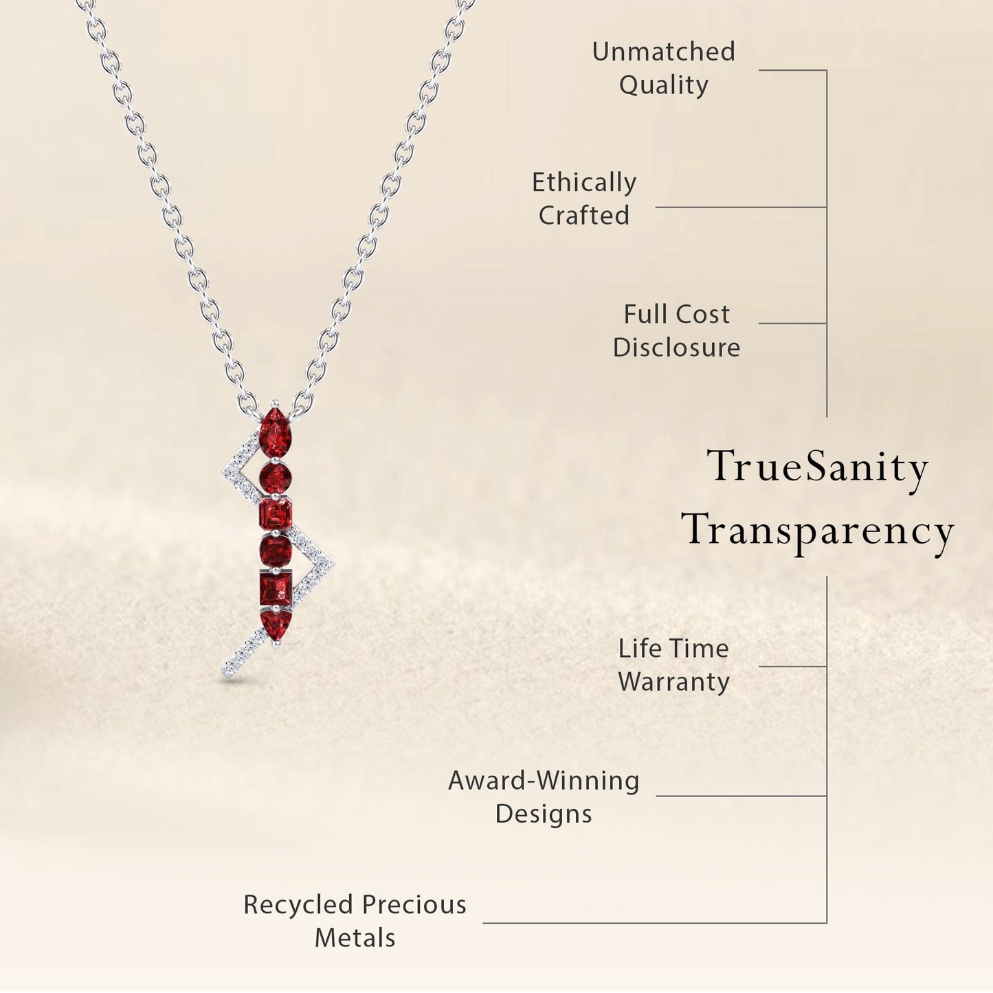 Ruby & Diamond Lightning Bolt Necklace - Tanya