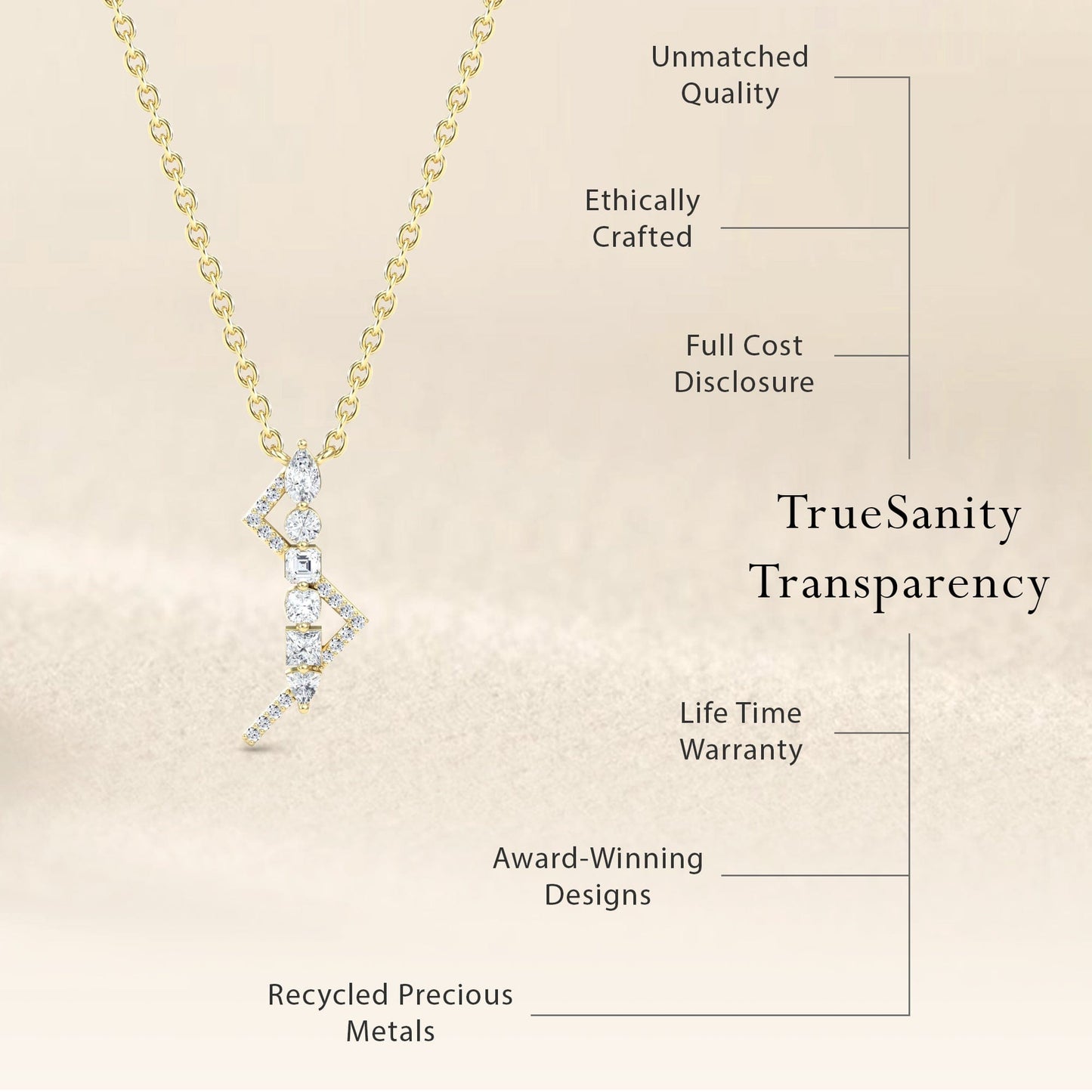Lab Grown White Diamond Lightning Bolt Necklace - Tanya