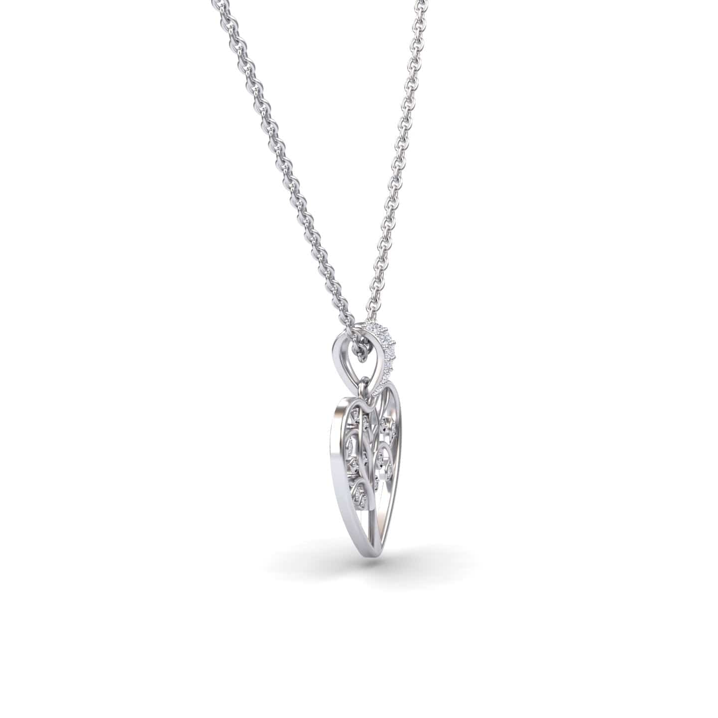 White Diamond Tree of Life Heart Necklace - Amara