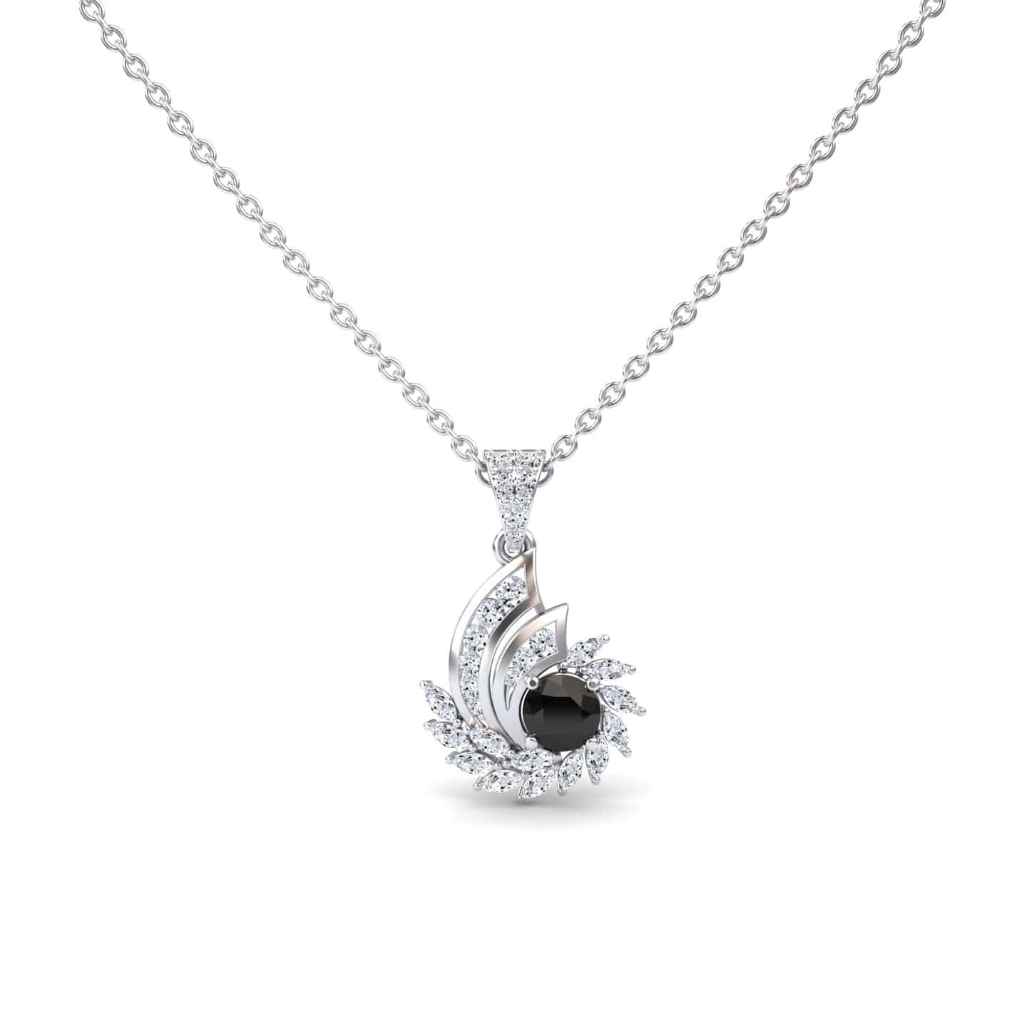 Black & White Diamond Swirl Necklace - Caoimhe