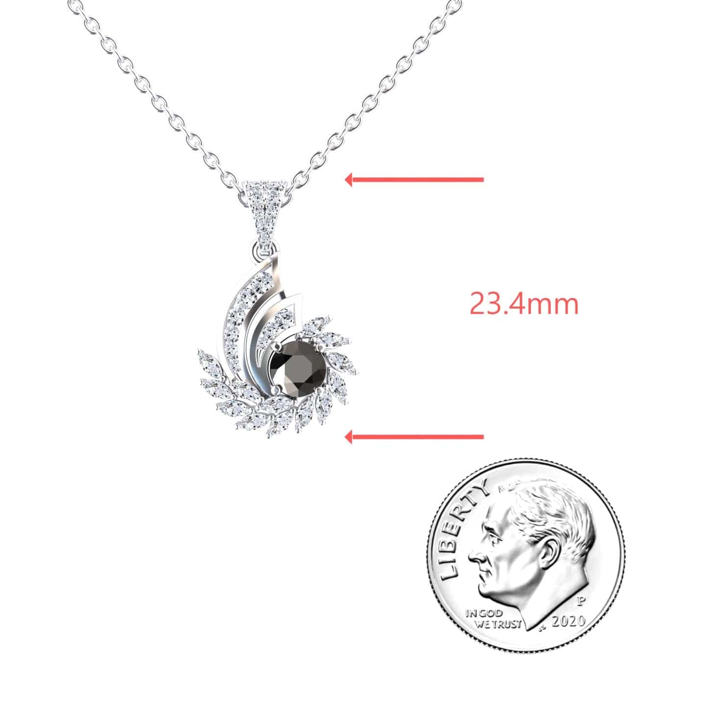 Black & White Diamond Swirl Necklace - Caoimhe