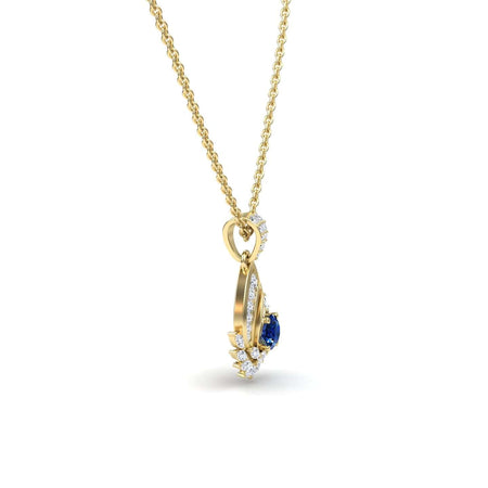 Blue Sapphire & Diamond Swirl Necklace - Caoimhe