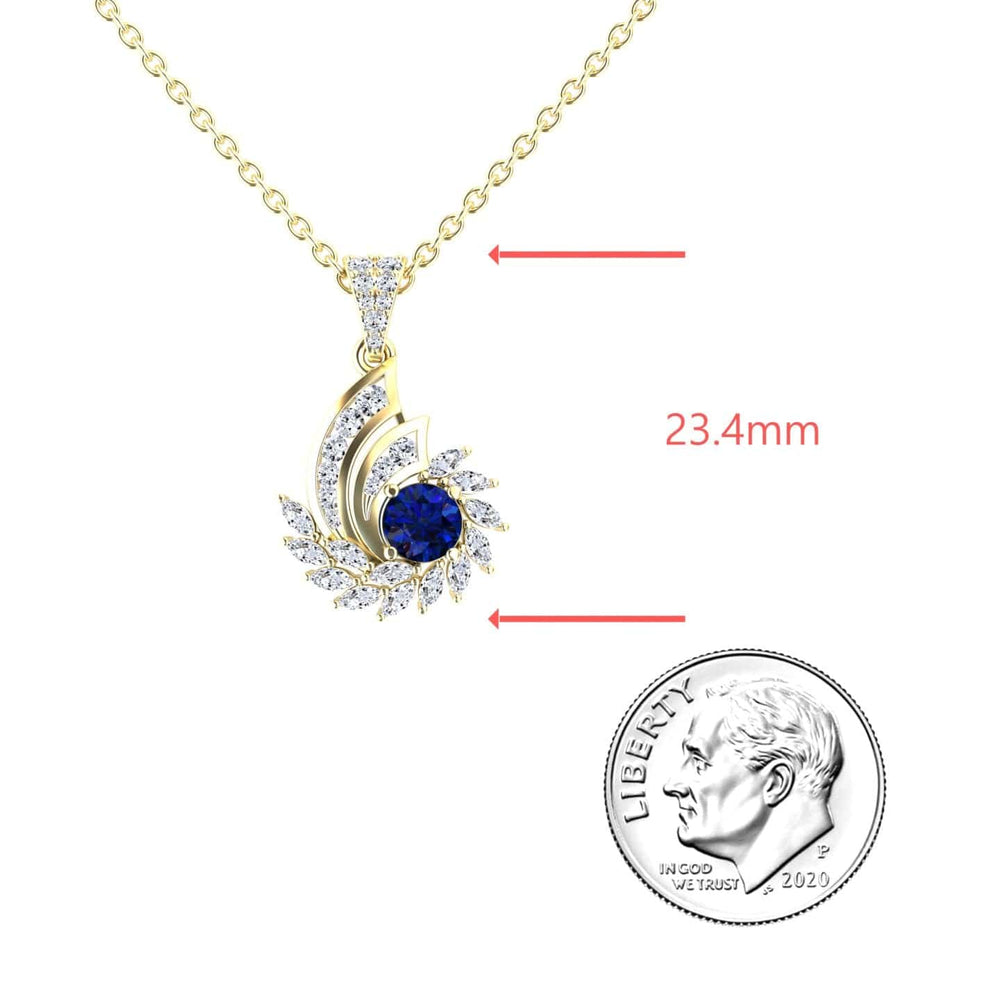 Blue Sapphire & Diamond Swirl Necklace - Caoimhe