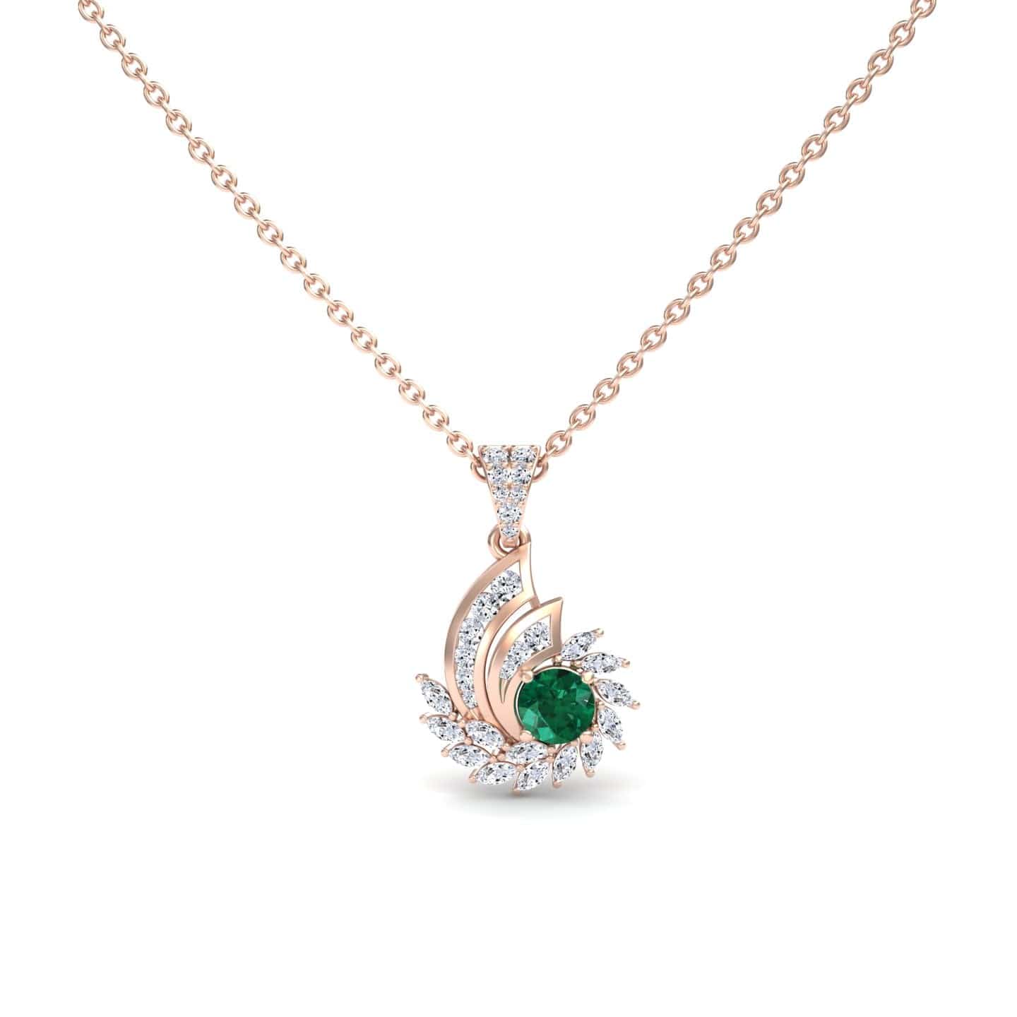Emerald & Diamond Swirl Necklace - Caoimhe