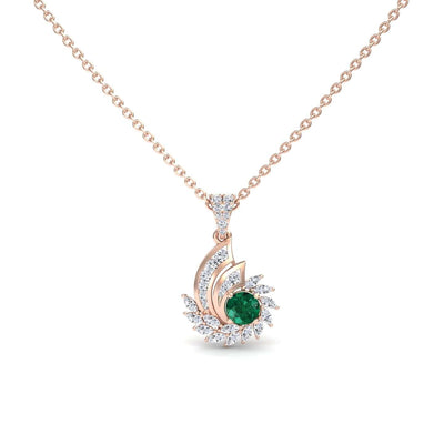 Emerald & Diamond Swirl Necklace
