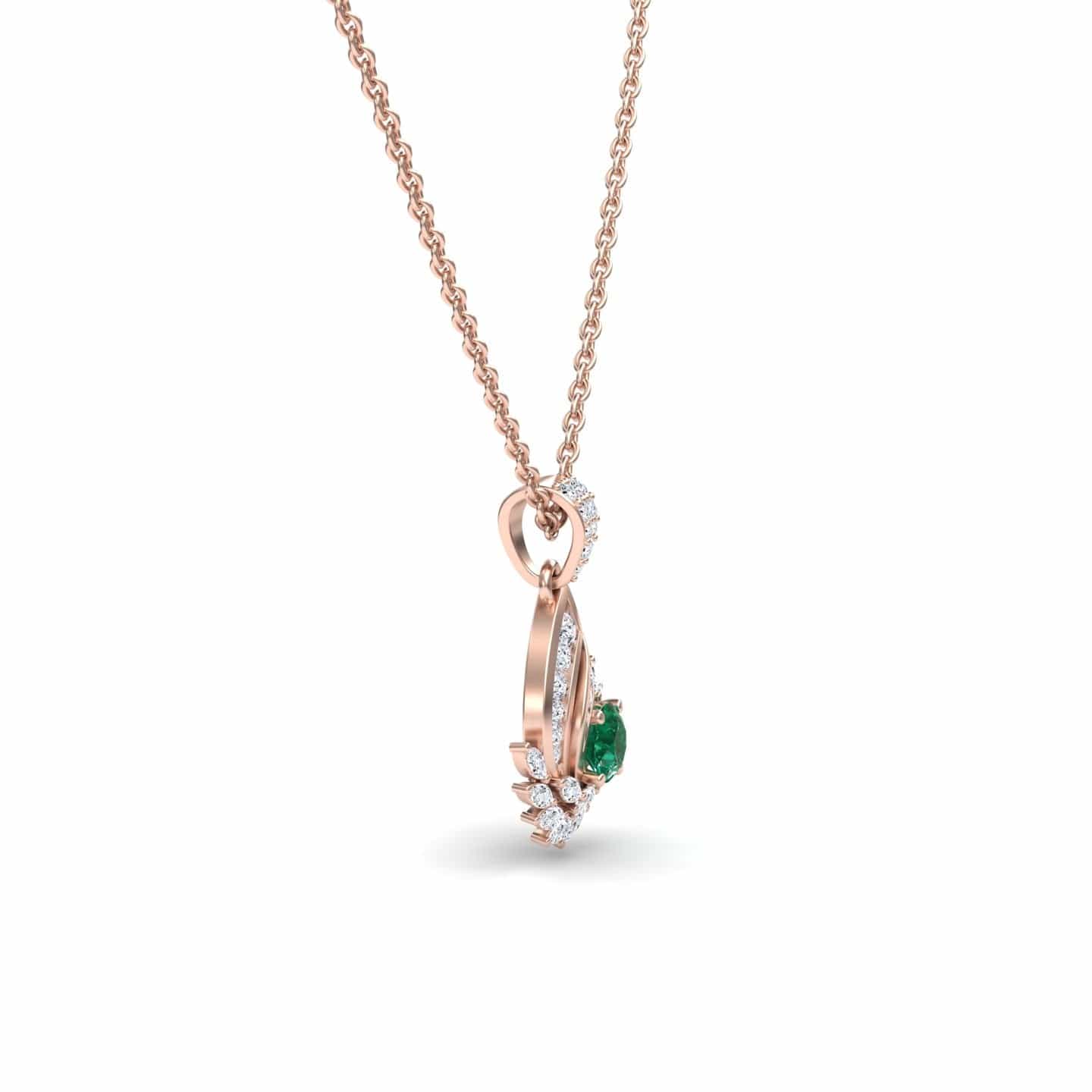 Emerald & Diamond Swirl Necklace - Caoimhe