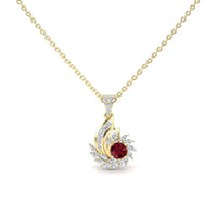 Ruby & Diamond Swirl Necklace - Caoimhe