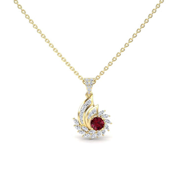 Ruby & Diamond Swirl Necklace - Caoimhe