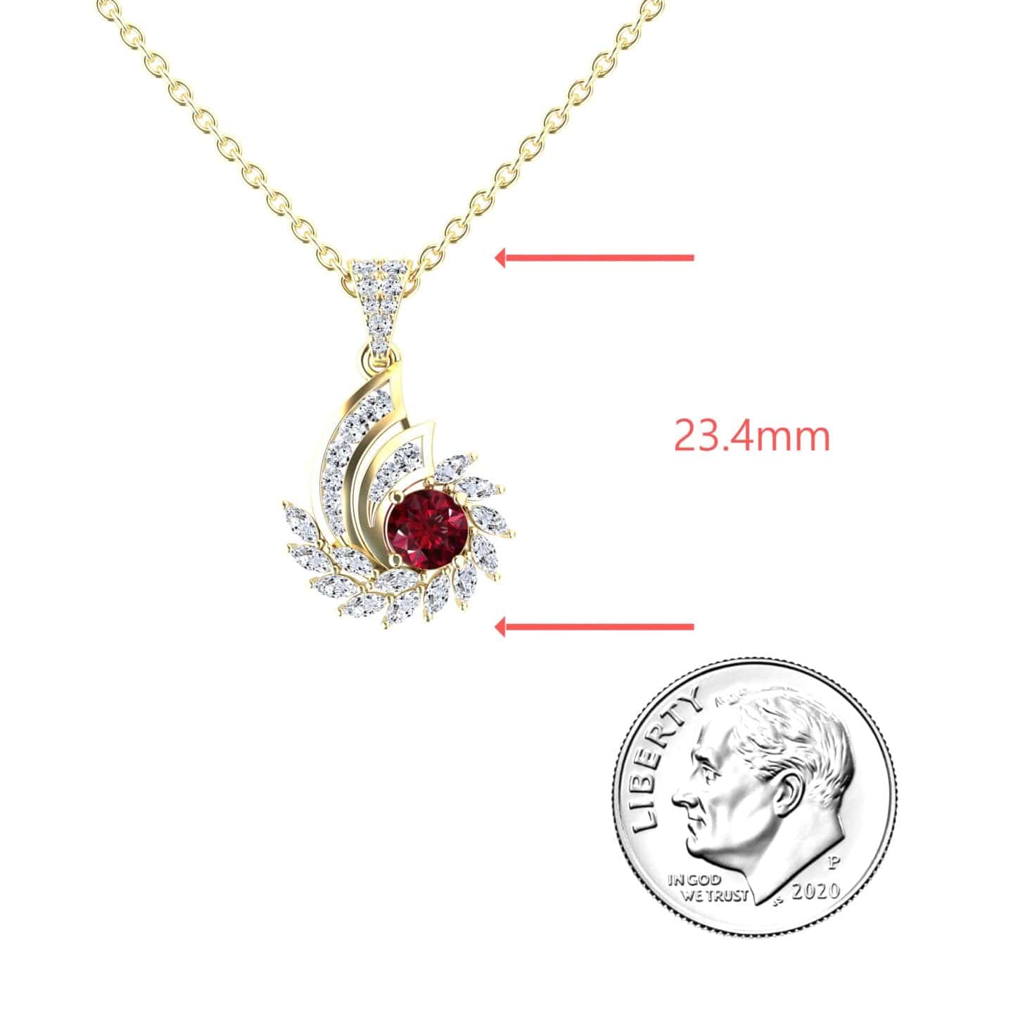 Ruby & Diamond Swirl Necklace - Caoimhe