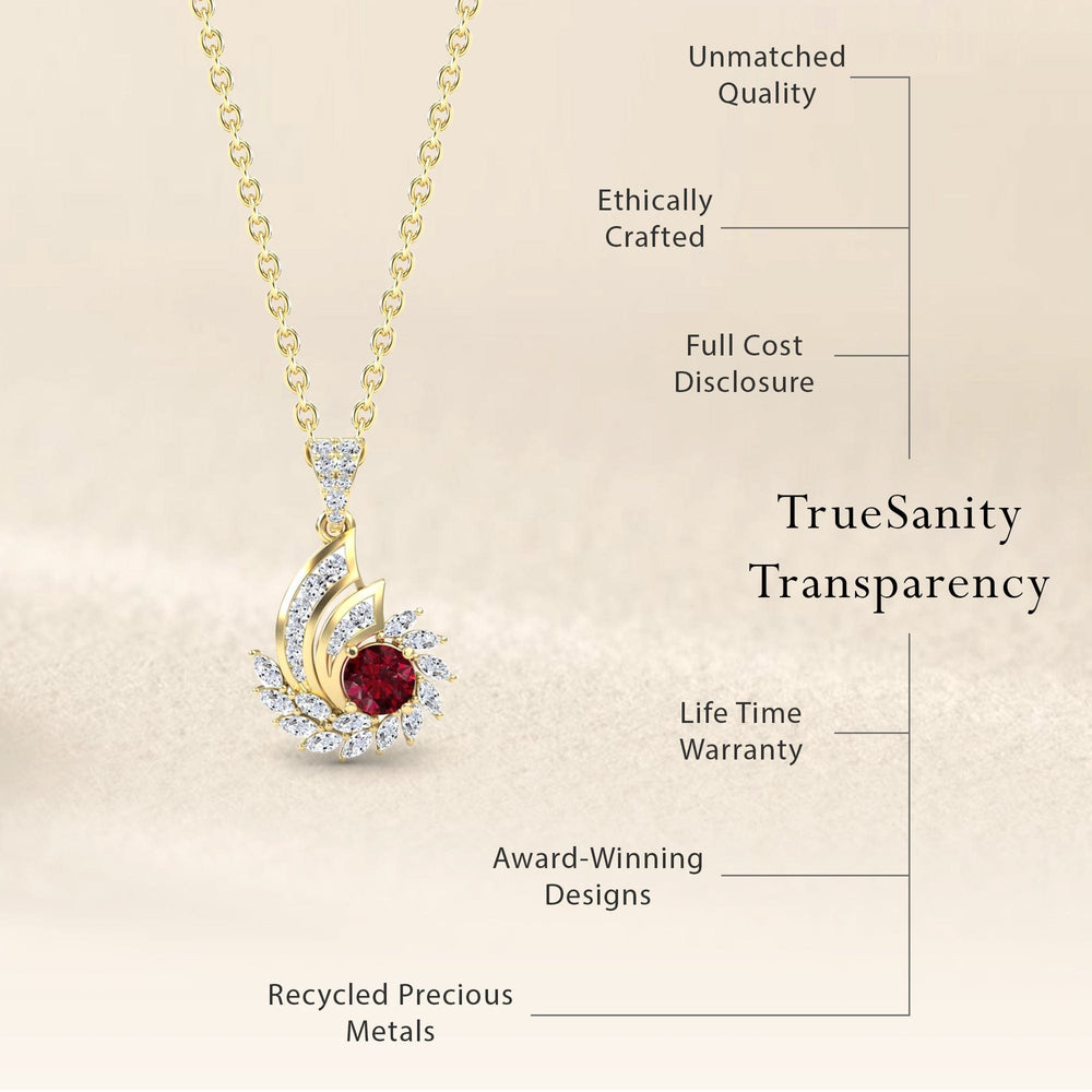 Ruby & Diamond Swirl Necklace - Caoimhe
