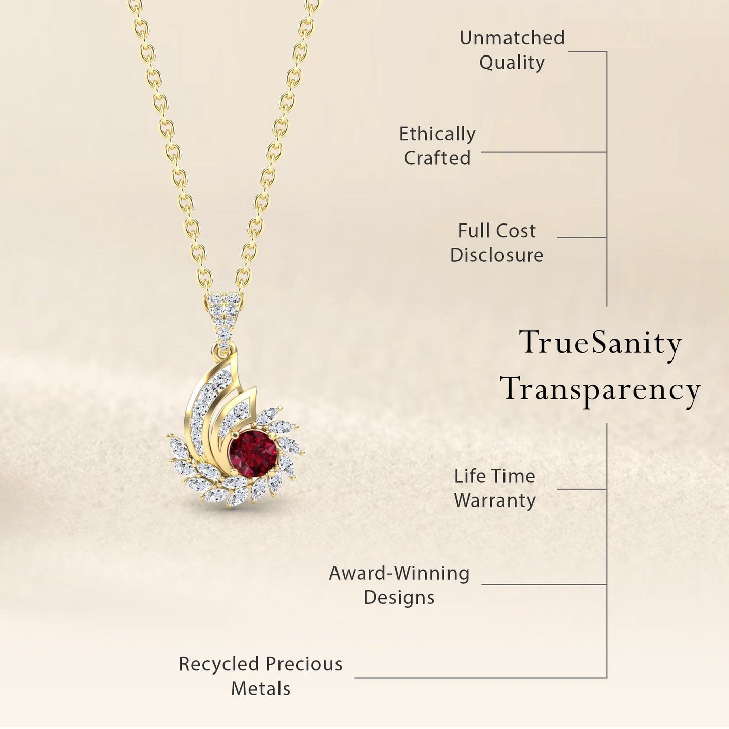 Ruby & Diamond Swirl Necklace - Caoimhe