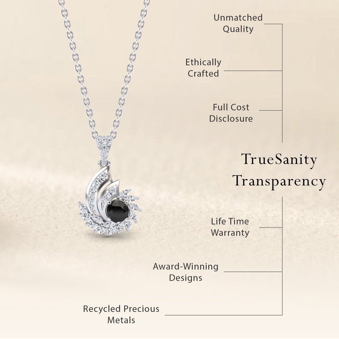 Black & White Diamond Swirl Necklace - Caoimhe