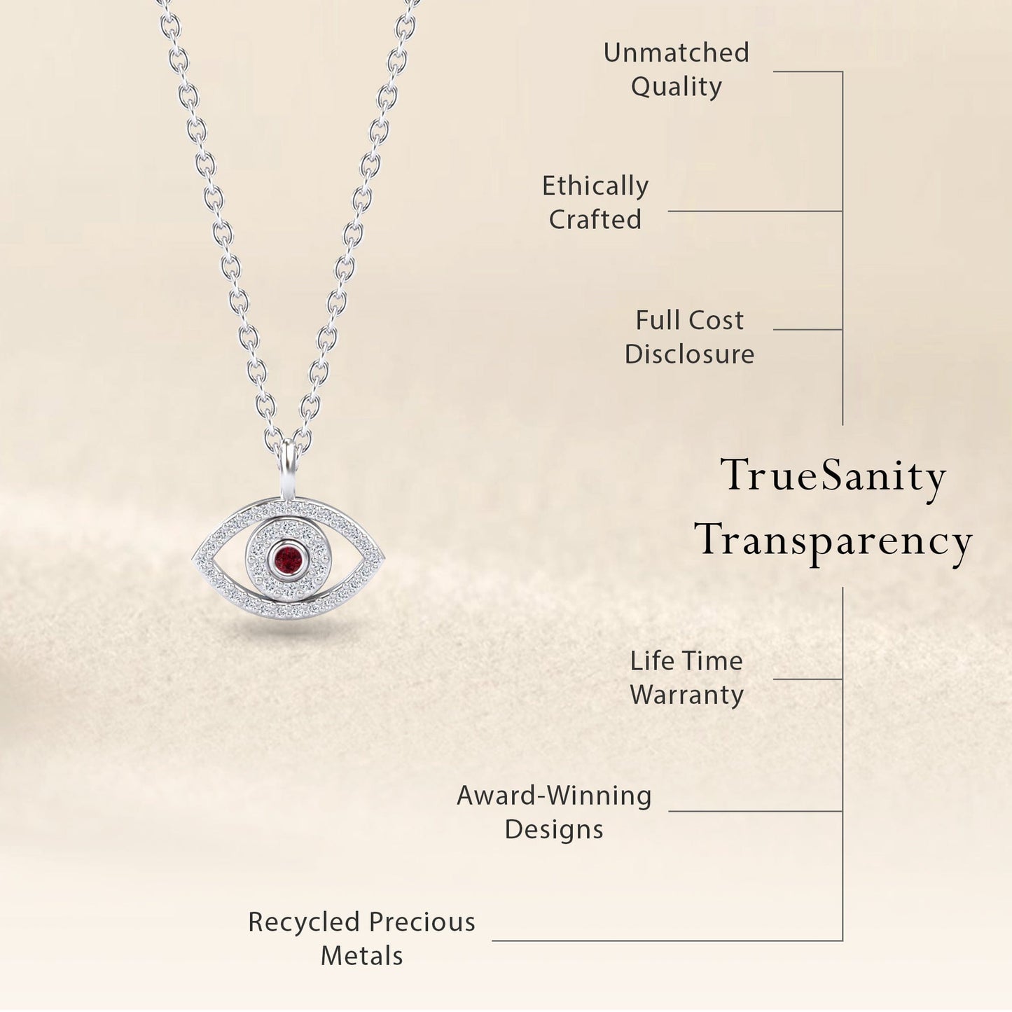 Ruby & Diamond Eye Necklace - Elise