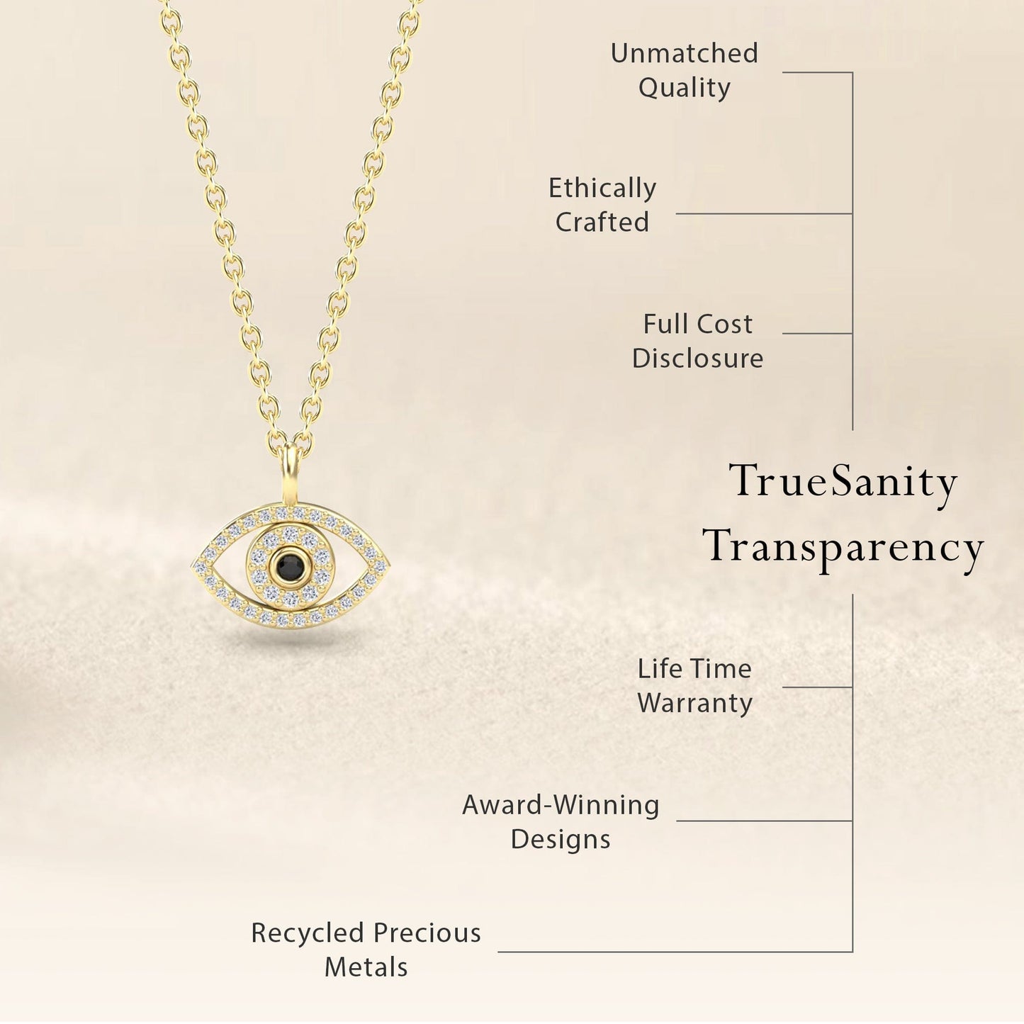 Black & White Diamond Eye Necklace - Elise