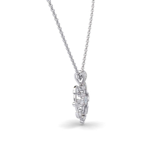 White Diamond Heart Filigree Necklace - Emilia