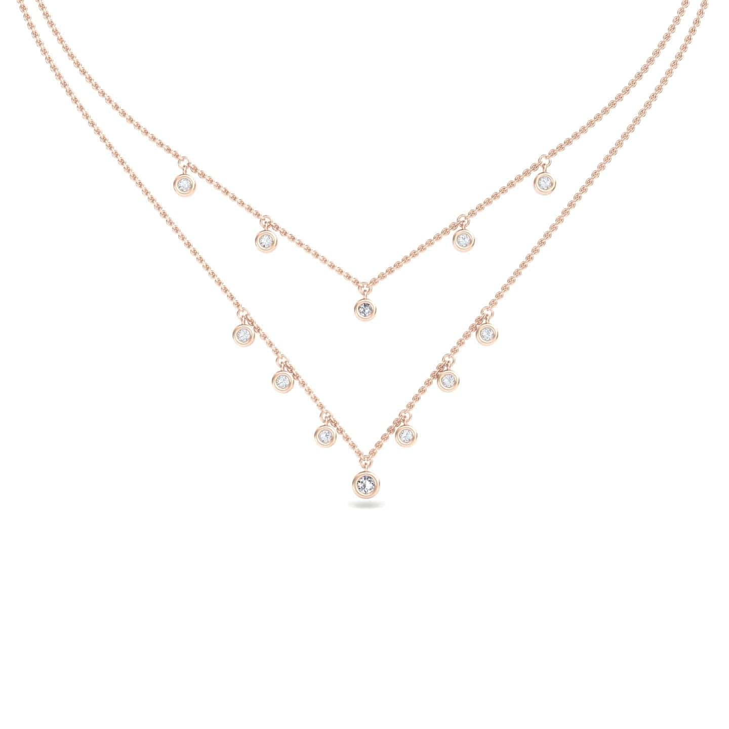 Layered Bezel Set Diamond Drop Necklace - Francesca