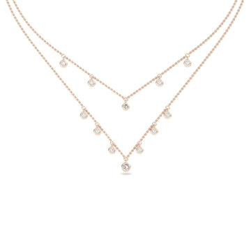 Layered Bezel Set Diamond Drop Necklace - Francesca