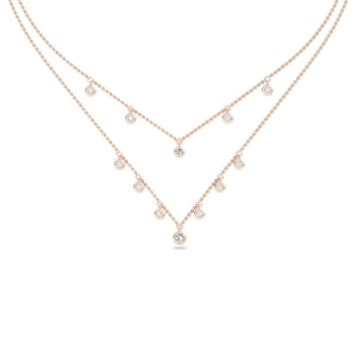 Layered Bezel Set Diamond Drop Necklace