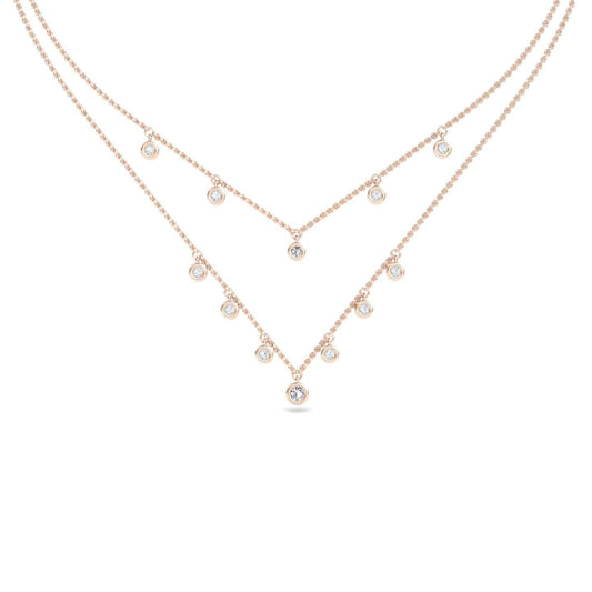 Layered Bezel Set Diamond Drop Necklace - Francesca