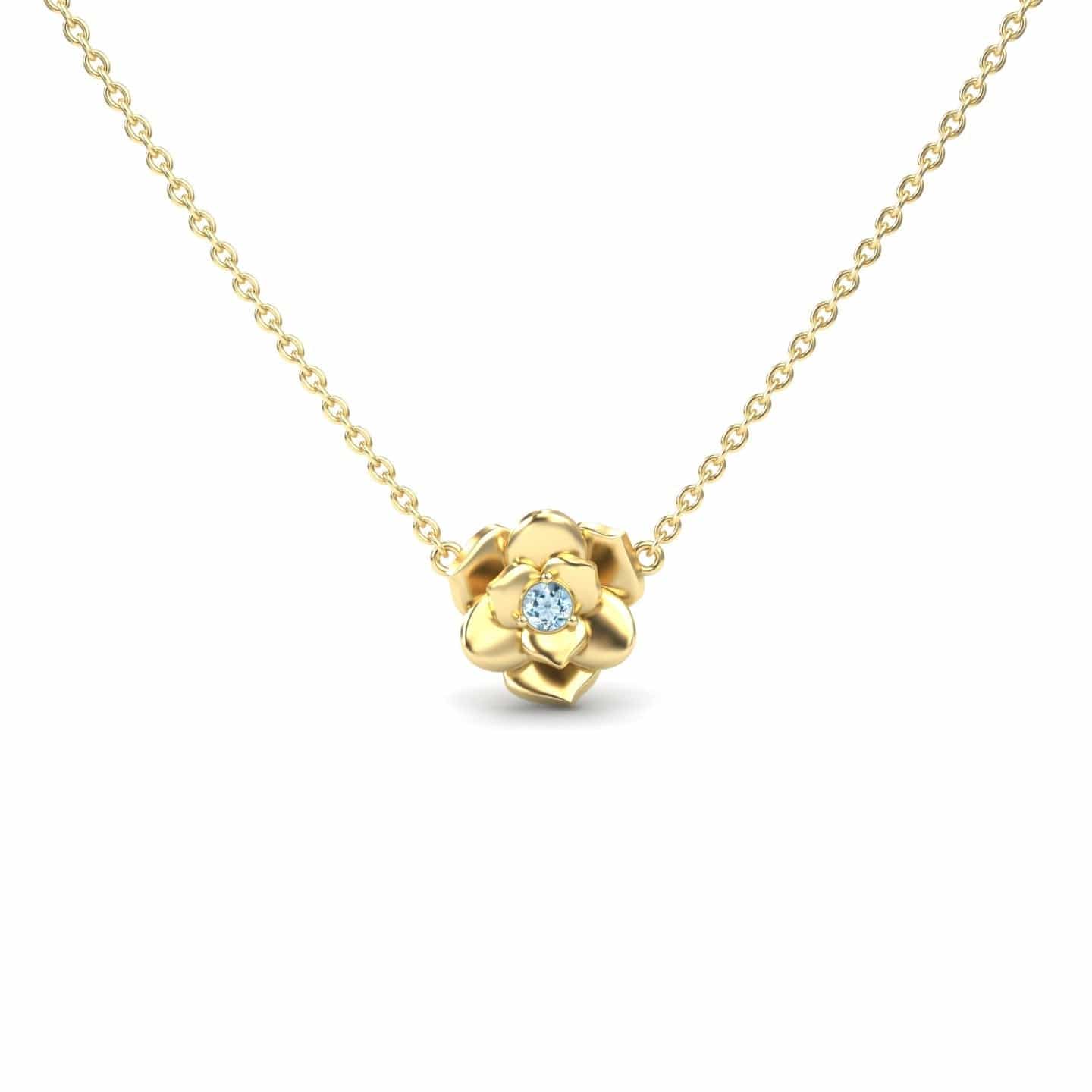 Aquamarine Bloom Floral Necklace - Guinevere