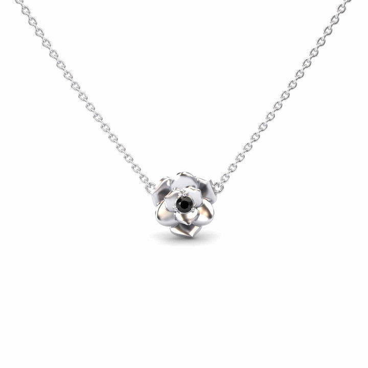 Black Diamond Bloom Floral Necklace - Guinevere