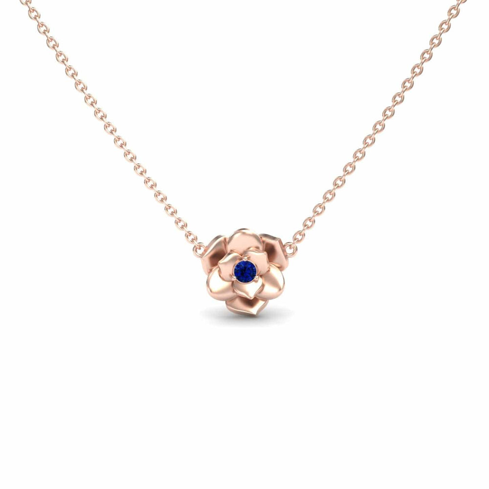 Blue Sapphire Bloom Floral Necklace - Guinevere