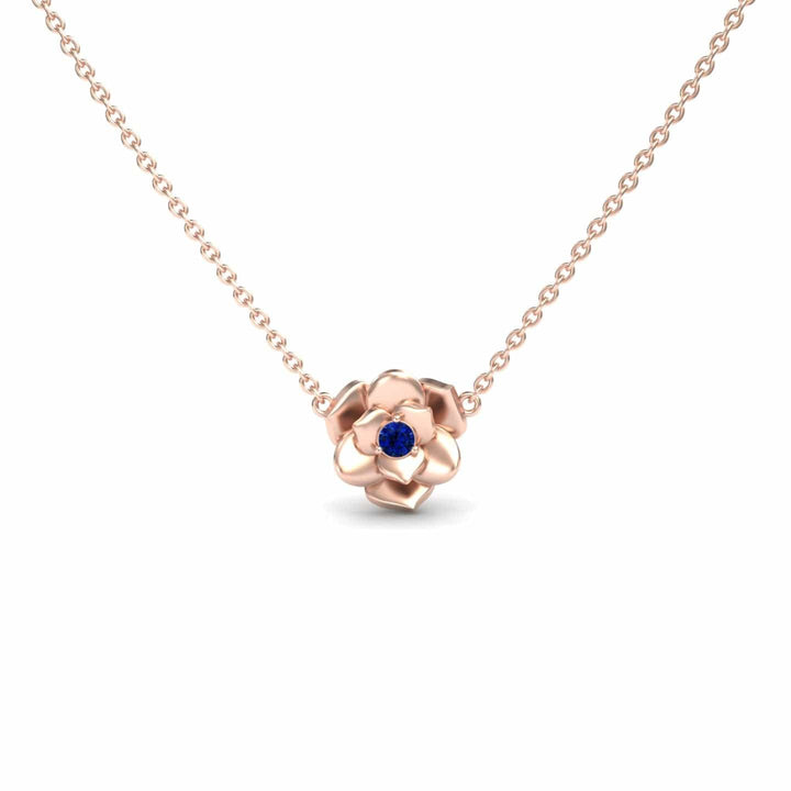Blue Sapphire Bloom Floral Necklace - Guinevere
