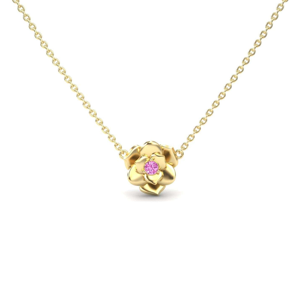 Pink Sapphire Bloom Floral Necklace - Guinevere