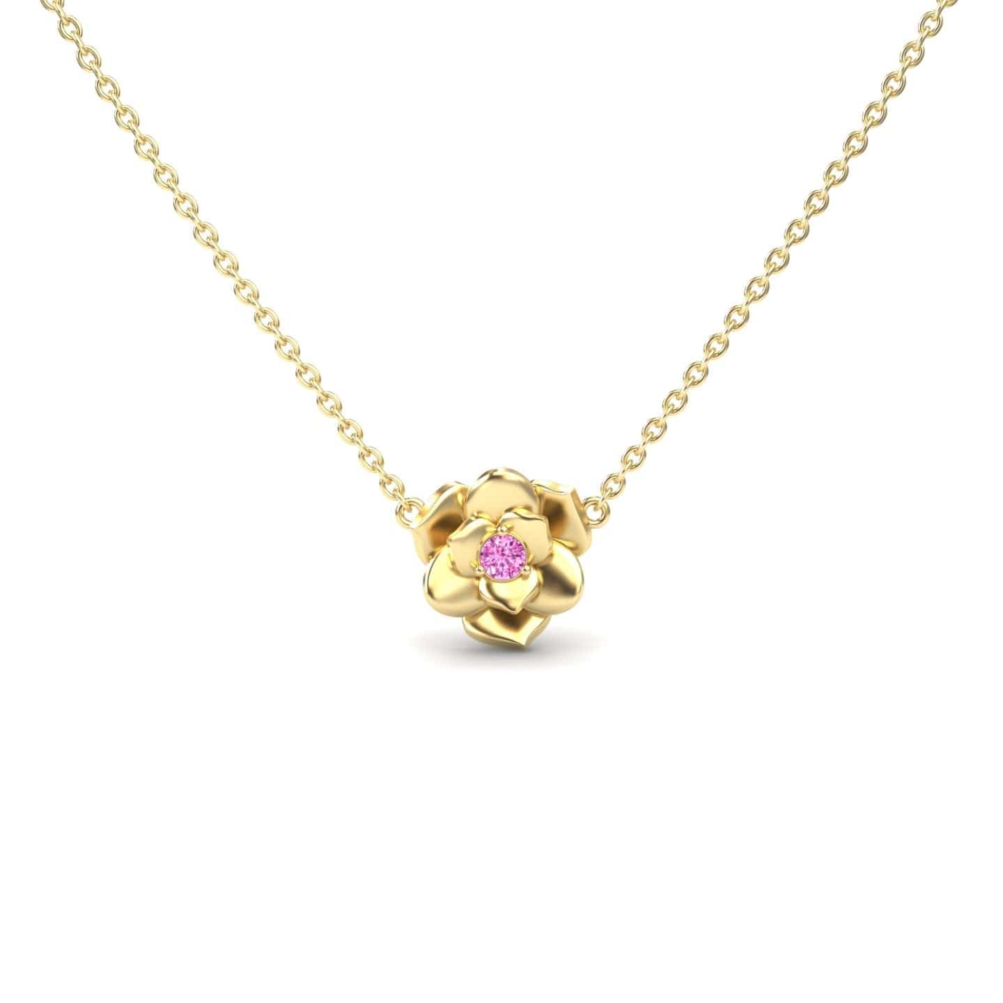 Pink Sapphire Bloom Floral Necklace - Guinevere