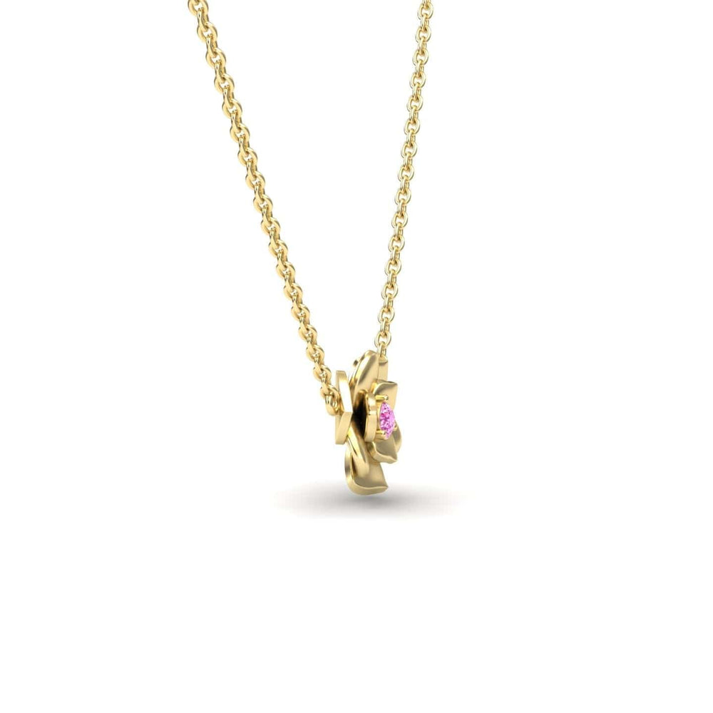 Pink Sapphire Bloom Floral Necklace - Guinevere