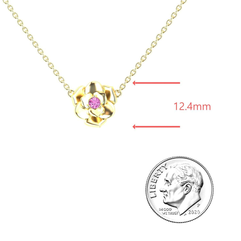 Pink Sapphire Bloom Floral Necklace - Guinevere