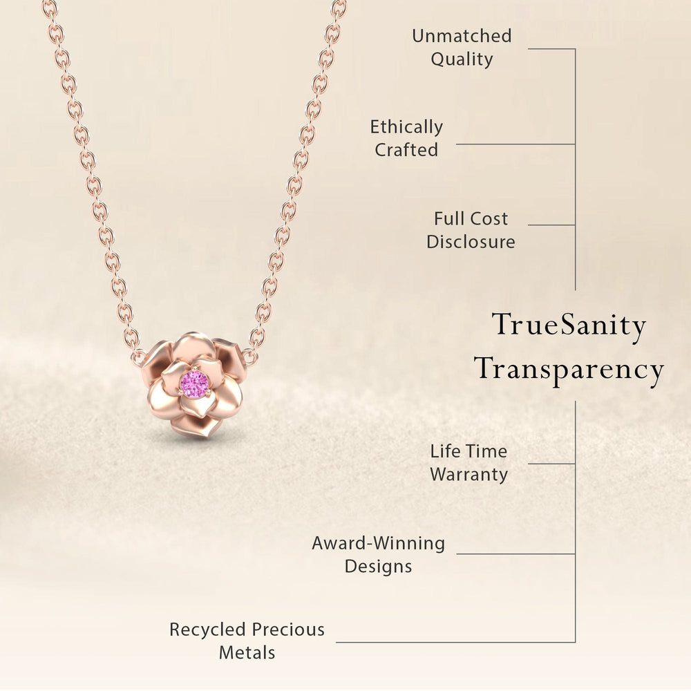 Pink Sapphire Bloom Floral Necklace - Guinevere