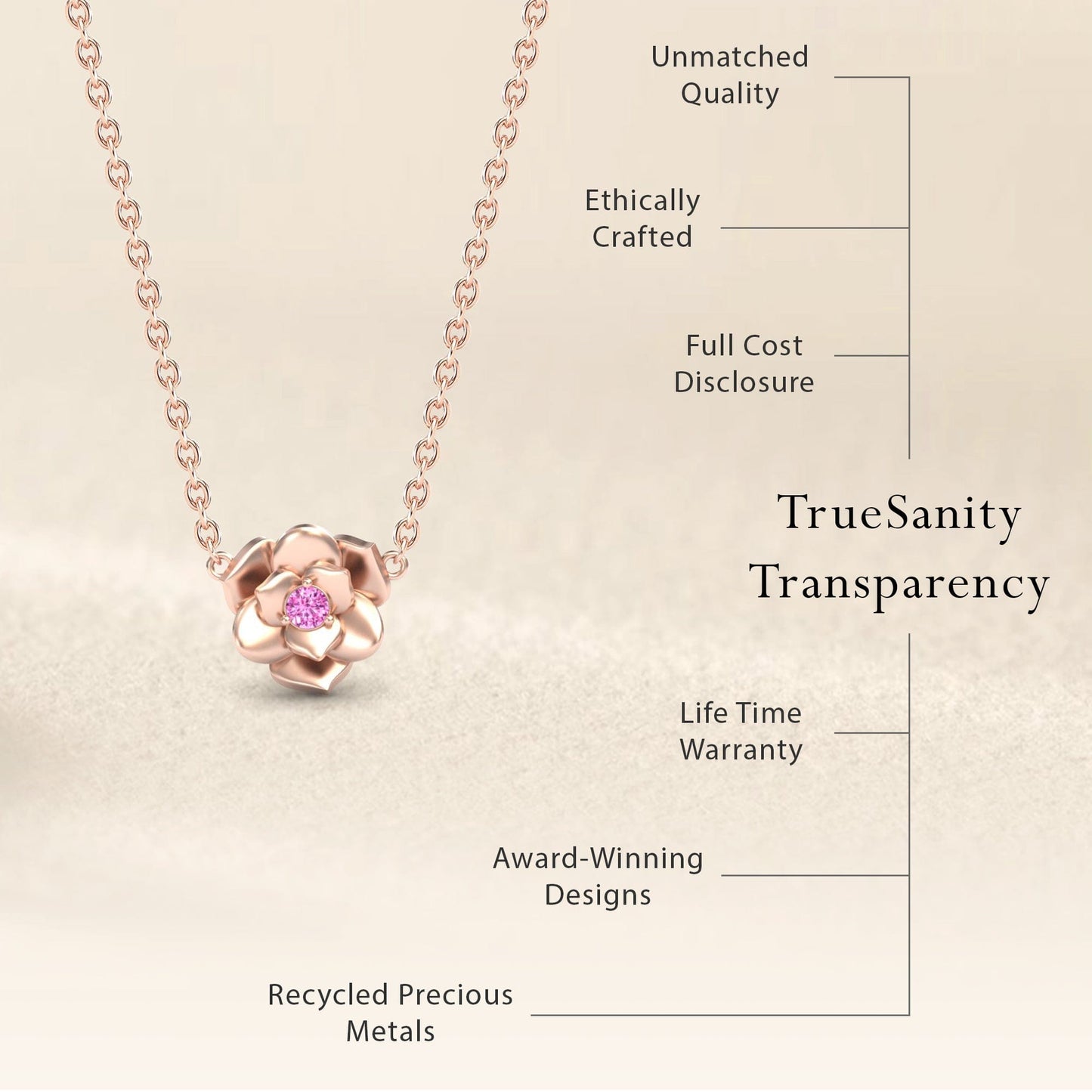 Pink Sapphire Bloom Floral Necklace - Guinevere