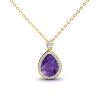 Amethyst & Diamond Halo Necklace - Hannah