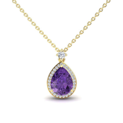 Amethyst & Diamond Halo Necklace