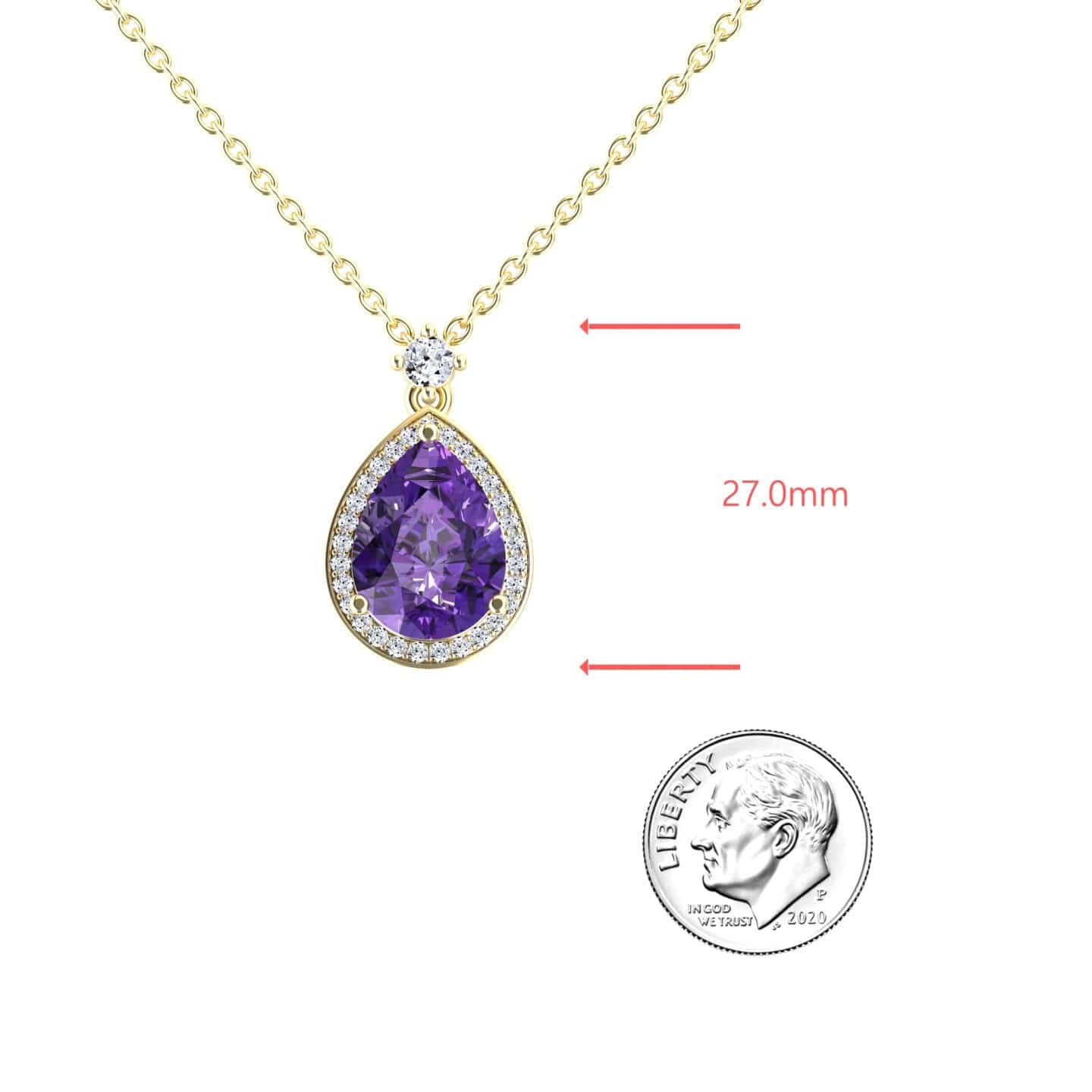 Amethyst & Diamond Halo Necklace - Hannah