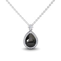 Black & White Diamond Halo Necklace - Hannah