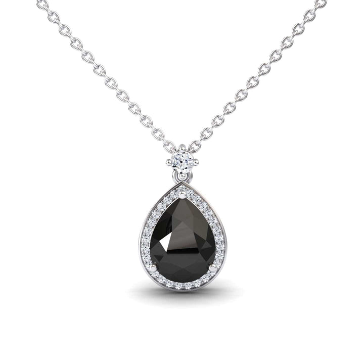 Black & White Diamond Halo Necklace - Hannah