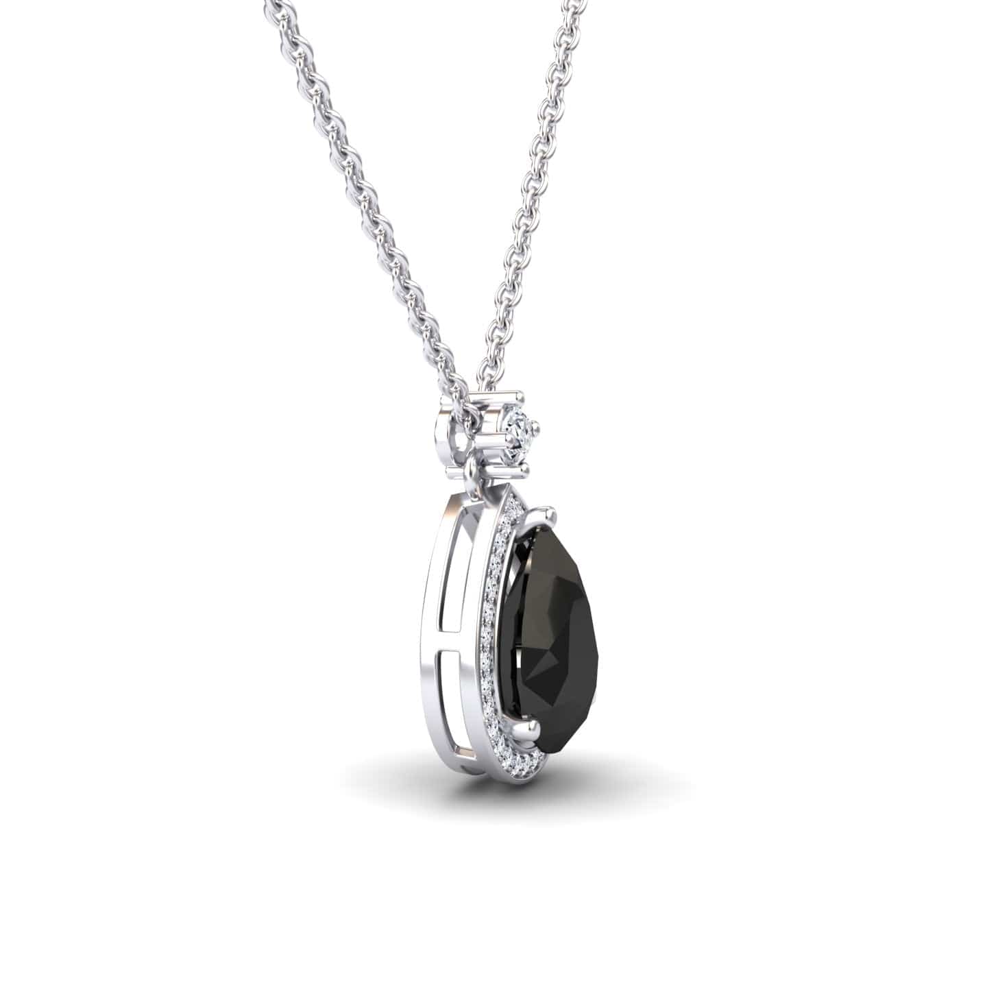 Black & White Diamond Halo Necklace - Hannah