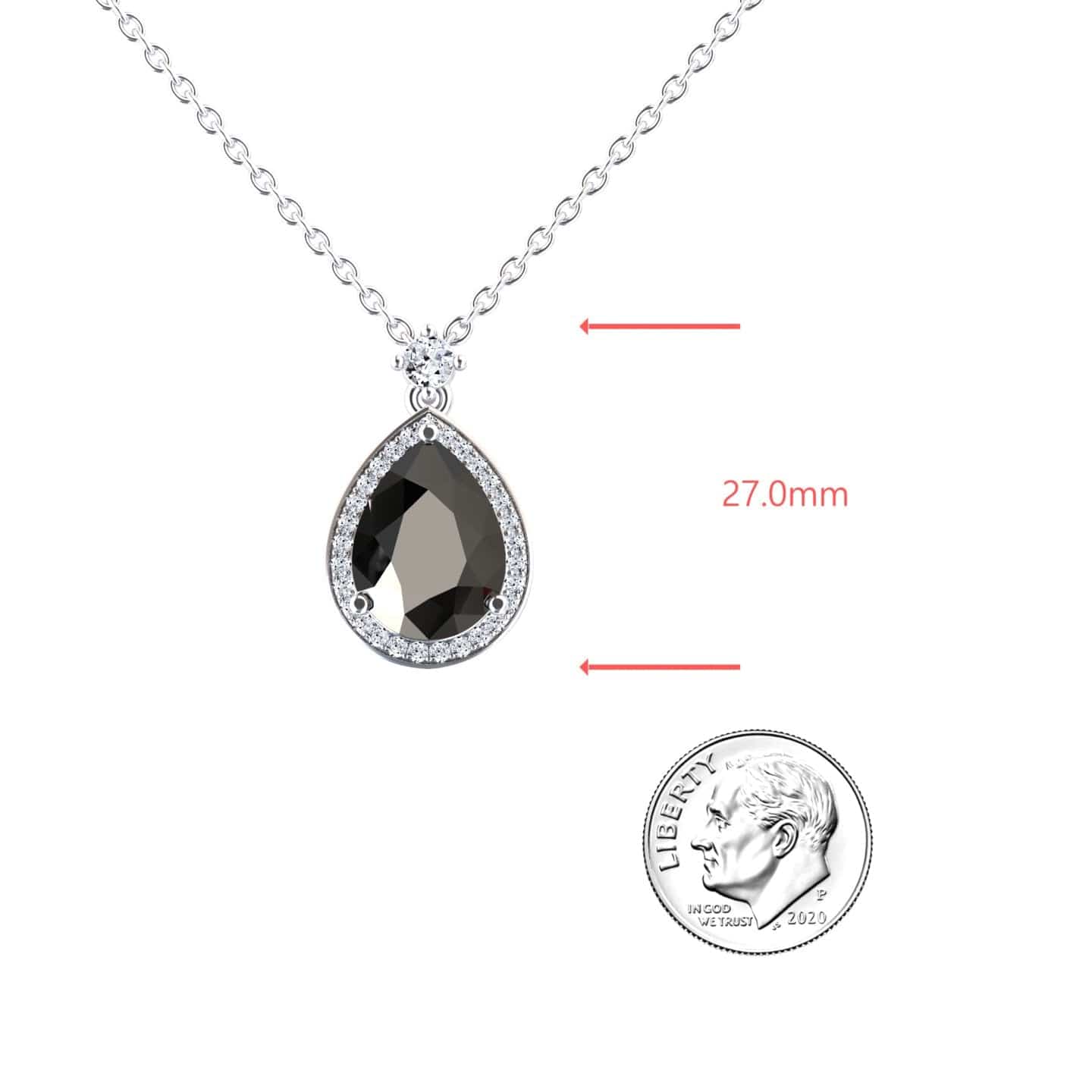 Black & White Diamond Halo Necklace - Hannah