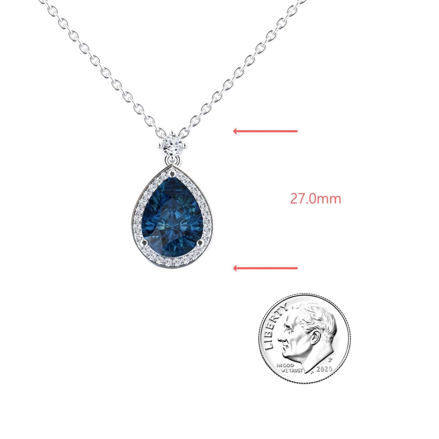 London Blue Topaz & Diamond Halo Necklace - Hannah