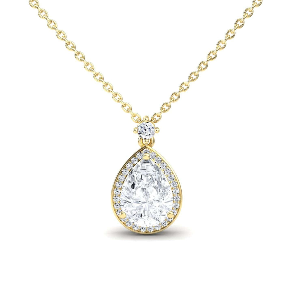 Lab Grown Moissanite Halo Necklace - Hannah