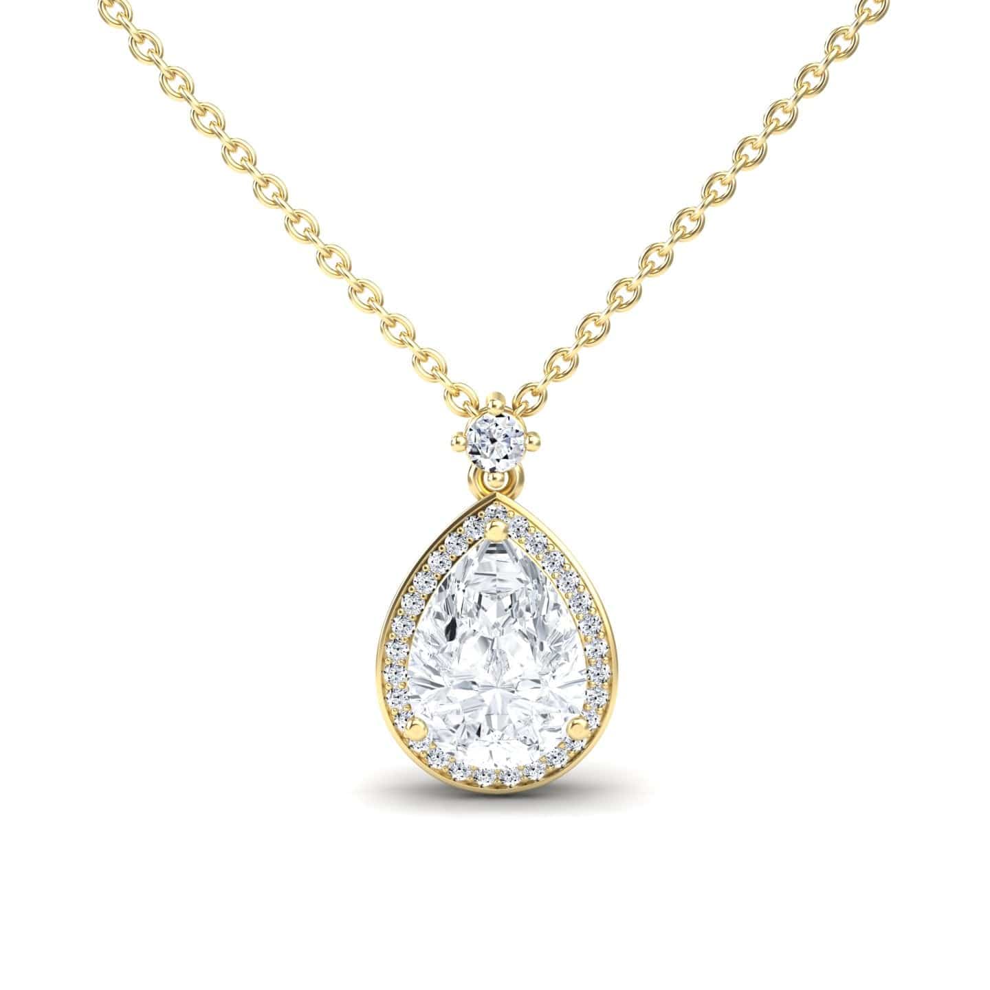 White Moissanite Halo Necklace - Hannah