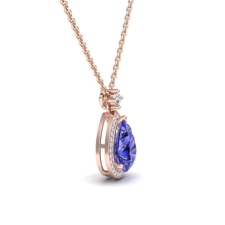 Tanzanite & Diamond Halo Necklace - Hannah