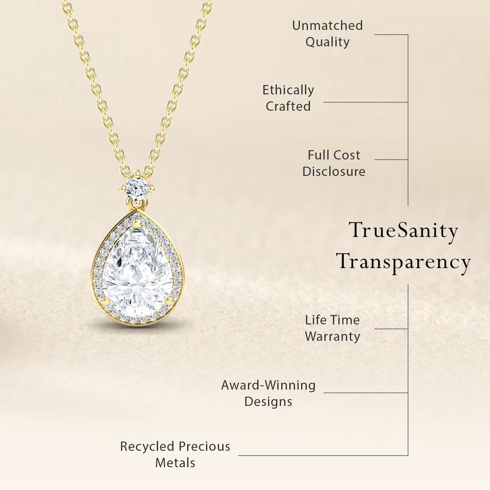 Lab Grown Moissanite Halo Necklace - Hannah